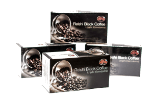 čierna káva s Reishi