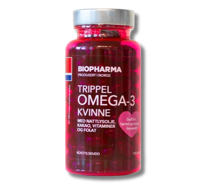Tripple Omega 3, kvinne kakao, 120 kapsúl, Biopharma